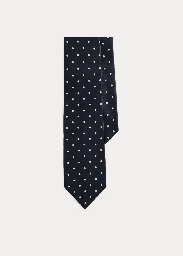 Corbatas Ralph Lauren Hombre Azul Oscuro Marino - Polka-Dot Silk Satin - APTJG7826